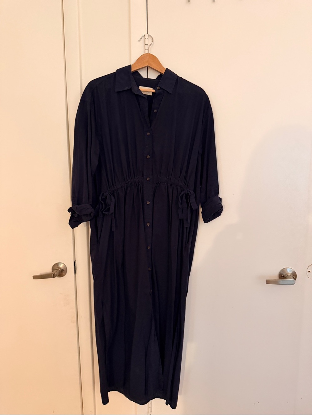 Universal Thread Navy Button-Front Midi Shirt Dress